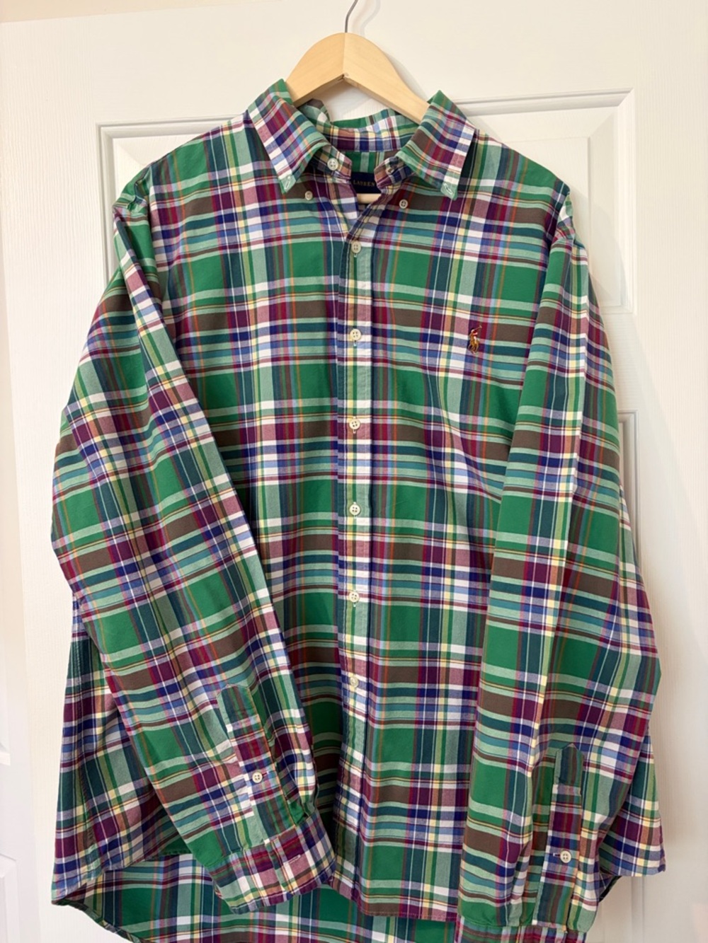 Polo by Ralph Lauren Green, Purple & White Plaid Button-Down Shirt
